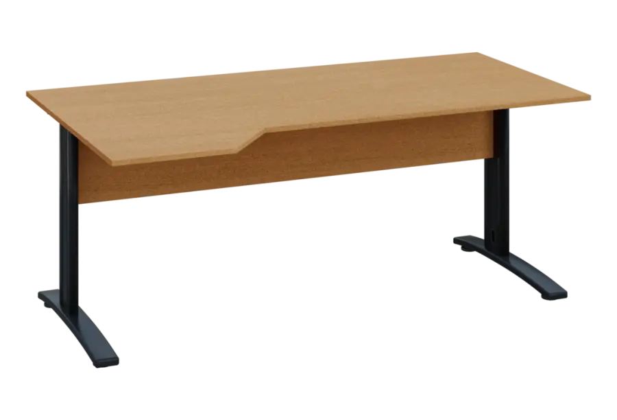 EZK 28 - 184 stůl kancelářský, rohový, levý, kovová podnož černá, deska 25 mm, široký 1800 mm, buk Royal